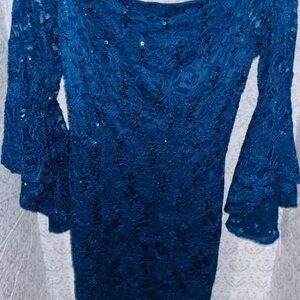 Elegant Blue Lace Dress